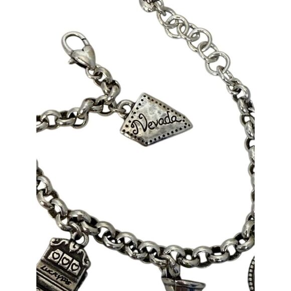 BRIGHTON VIVA LAS VEGAS NEVADA STATE SILVER TONE 7.5”-8.5”CHARM BRACELET - Picture 4 of 7